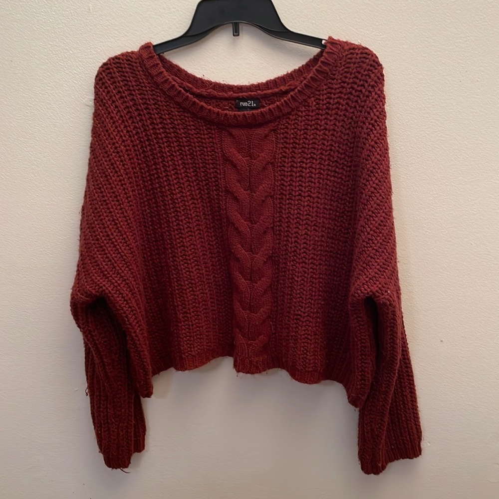 Rue21 Large Maroon Sweater Slightly Cropped
